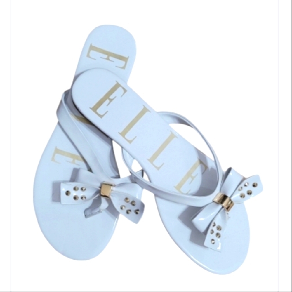 ELLE Elelissa White Jelly Studded Bow Sandals Size 7